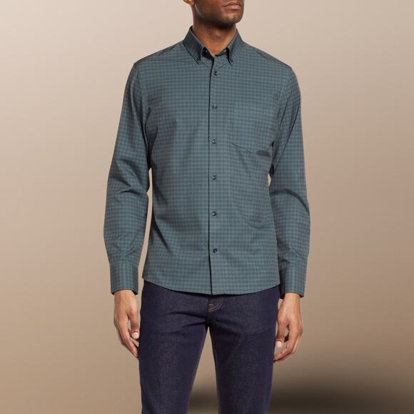 Nordstrom Tech-Smart Trim Fit Check Stretch Button-Down - Picture 3 of 6